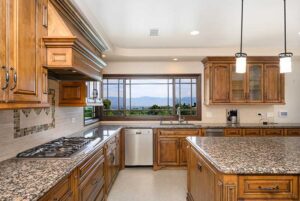 beautiful modern kitchen with all wood cabinetry and high-end features